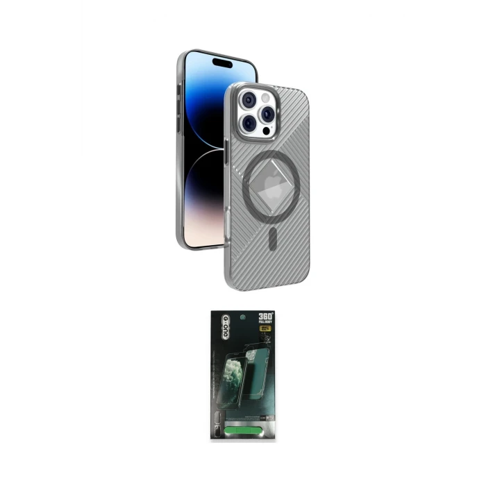ieg™ iPhone 16 Pro Max Kılıf Nova Modern Prime - Siyah 360 Mat Full Body Arka Koruyucu