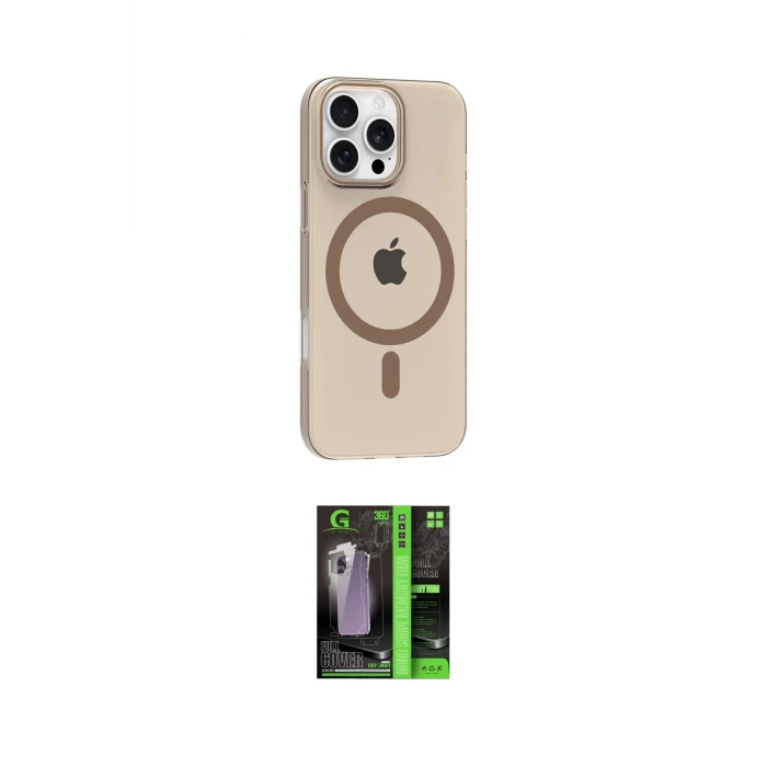 ieg™ iPhone 16 Pro Max Kılıf Pusula Form Özel Seri - Şeffaf 360 Full Body Arka Koruyucu