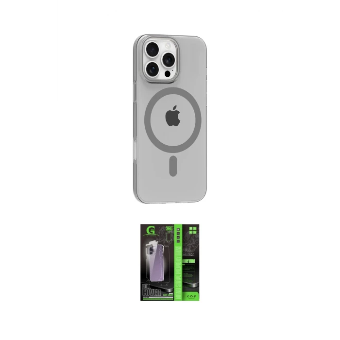 ieg™ iPhone 16 Pro Max Kılıf Pusula Form Özel Seri - Şeffaf 360 Full Body Arka Koruyucu
