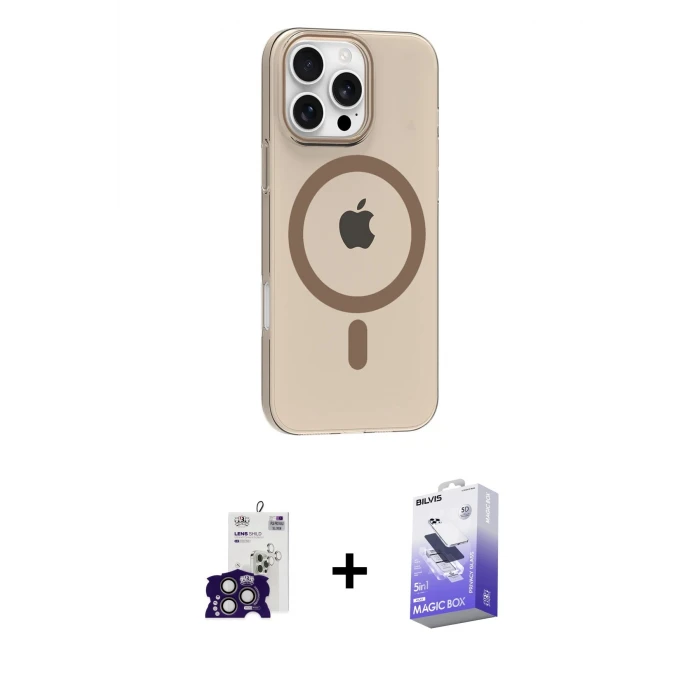 ieg™ iPhone 16 Pro Max Kılıf Pusula Form Özel Seri - Siyah Bilvis 5in1 5D Magic Hayalet Cam Ekran Koruyucu + Bilvis Titan Kamera Lens - TMGI
