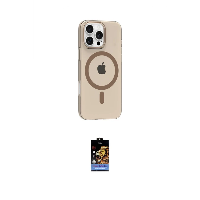 ieg™ iPhone 16 Pro Max Kılıf Pusula Form Özel Seri - Siyah Buffer Hayalet Cam Ekran Koruyucu