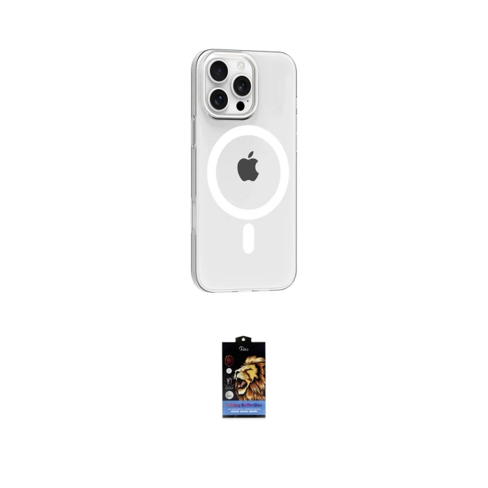 ieg™ iPhone 16 Pro Max Kılıf Pusula Form Özel Seri - Siyah Buffer Hayalet Cam Ekran Koruyucu