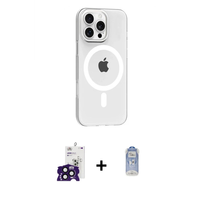 ieg™ iPhone 16 Pro Max Kılıf Pusula Form Özel Seri - Siyah Joko Magic 5D Cam + Bilvis Titan Kamera Lens - SH