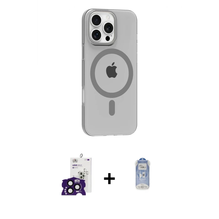 ieg™ iPhone 16 Pro Max Kılıf Pusula Form Özel Seri - Siyah Joko Magic 5D Cam + Bilvis Titan Kamera Lens - SH