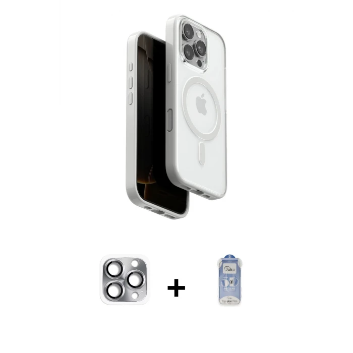 ieg™ iPhone 16 Pro Max Kılıf Pusula Form Serisi - Siyah Joko Magic 5D Cam + Pers Alüminyum Kamera Lens - GI