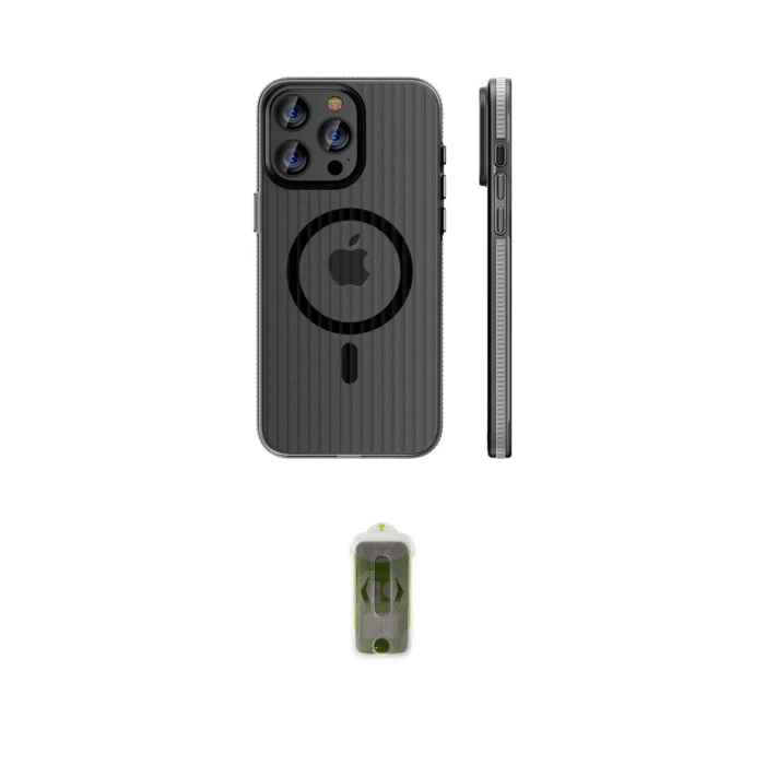 ieg™ iPhone 16 Pro Max Kılıf Pusula Minimal Koleksiyonu - Siyah Joko Magic 5D Hayalet Cam