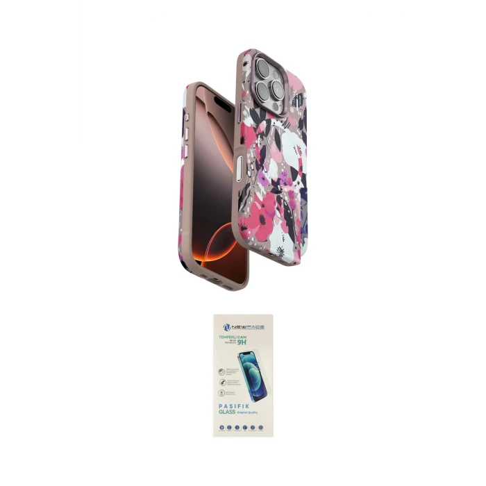 ieg™ iPhone 16 Pro Max Kılıf Siluet Doku - Şeffaf Pasifik Cam Ekran Koruyucu