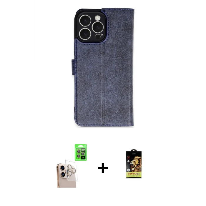 ieg™ iPhone 16 Pro Max Kılıf Siluet Işık Serisi - Siyah Buffer Cam Ekran Koruyucu + Natural Grey Raze Metal Kamera Lens