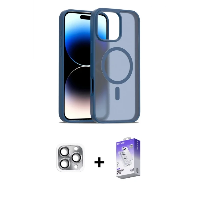 ieg™ iPhone 16 Pro Max Kılıf Siluet Minimal Prime - Siyah Bilvis 5in1 3D Magic Cam Ekran Koruyucu + Pers Alüminyum Kamera Lens - GI