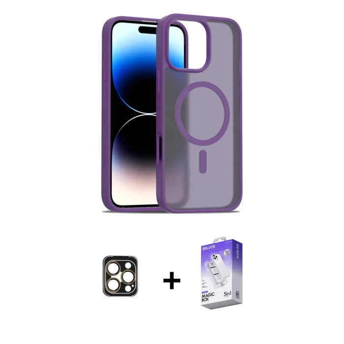 ieg™ iPhone 16 Pro Max Kılıf Siluet Minimal Prime - Siyah Bilvis 5in1 3D Magic Cam Ekran Koruyucu + PVD Metal Kamera Lens - GD
