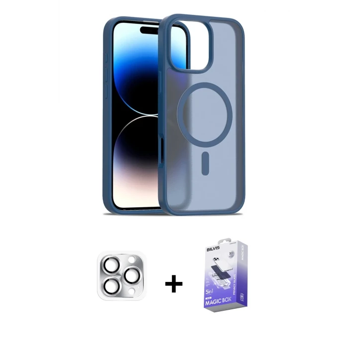 ieg™ iPhone 16 Pro Max Kılıf Siluet Minimal Prime - Siyah Bilvis 5in1 5D Magic Hayalet Cam Ekran Koruyucu + Pers Alüminyum Kamera Lens - GS