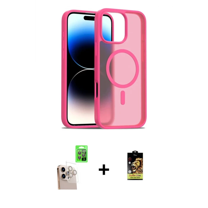 ieg™ iPhone 16 Pro Max Kılıf Siluet Minimal Prime - Siyah Buffer Cam Ekran Koruyucu + Natural Grey Raze Metal Kamera Lens