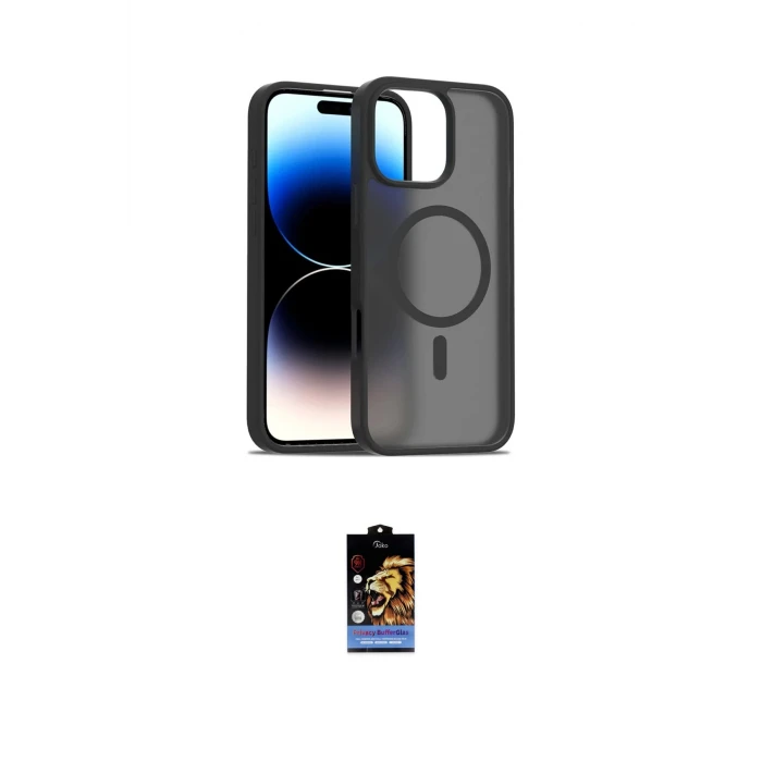 ieg™ iPhone 16 Pro Max Kılıf Siluet Minimal Prime - Siyah Buffer Hayalet Cam Ekran Koruyucu