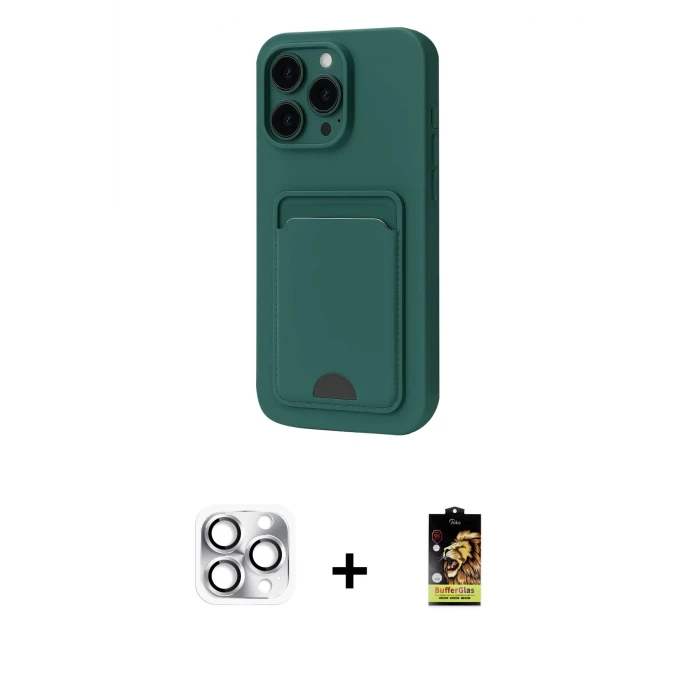 ieg™ iPhone 16 Pro Max Kılıf Vadi Çizgi Prime - Siyah Buffer Cam Ekran Koruyucu + Pers Alüminyum Kamera Lens - GS