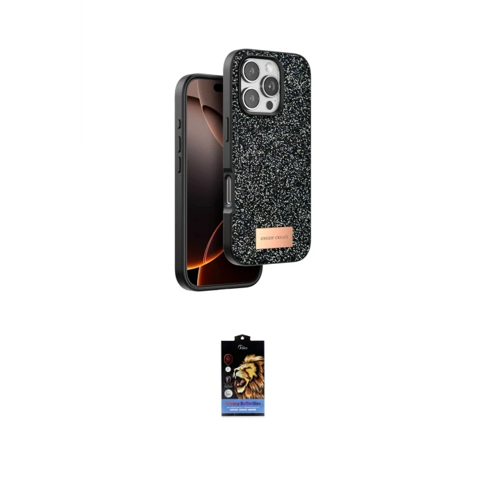 ieg™ iPhone 16 Pro Max Kılıf Vadi Klasik Serisi - Siyah Buffer Hayalet Cam Ekran Koruyucu