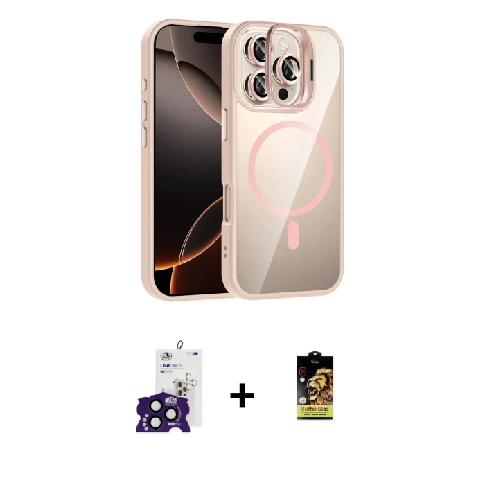 ieg™ iPhone 16 Pro Max Kılıf Yadigar Asil Koleksiyonu - Siyah Buffer Cam Ekran Koruyucu + Bilvis Titan Kamera Lens - SH