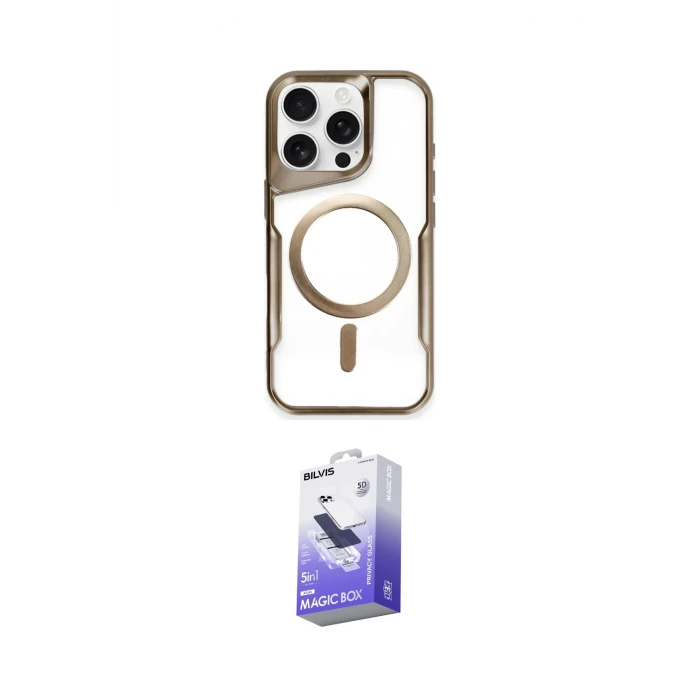 ieg™ iPhone 16 Pro Max Kılıf Yadigar Klasik Özel Seri - Siyah Bilvis 5in1 5D Magic Hayalet Cam Ekran Koruyucu