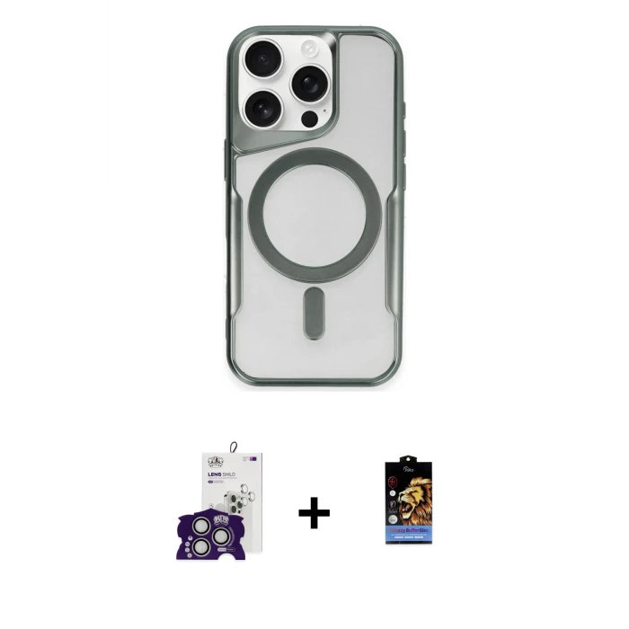 ieg™ iPhone 16 Pro Max Kılıf Yadigar Klasik Özel Seri - Siyah Buffer Hayalet Cam Ekran Koruyucu + Bilvis Titan Kamera Lens - GS