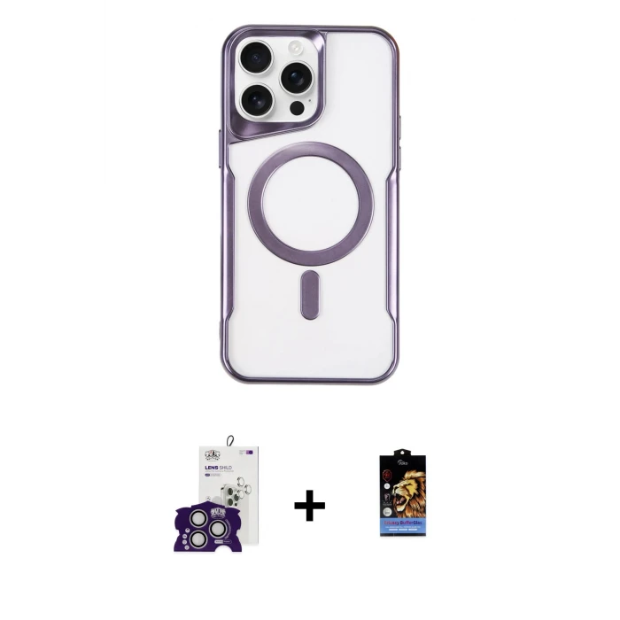 ieg™ iPhone 16 Pro Max Kılıf Yadigar Klasik Özel Seri - Siyah Buffer Hayalet Cam Ekran Koruyucu + Bilvis Titan Kamera Lens - GS