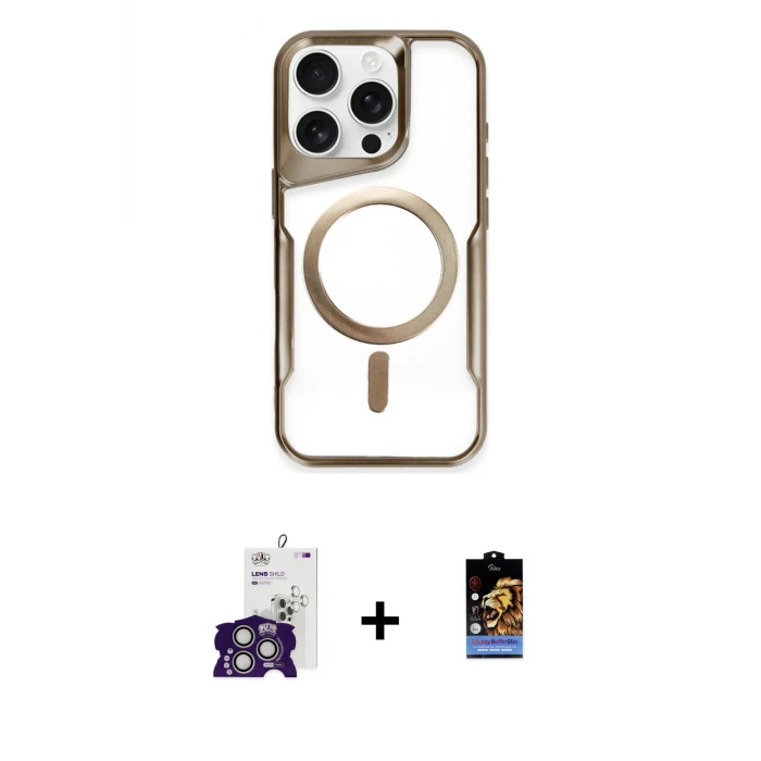 ieg™ iPhone 16 Pro Max Kılıf Yadigar Klasik Özel Seri - Siyah Buffer Hayalet Cam Ekran Koruyucu + Bilvis Titan Kamera Lens - GS