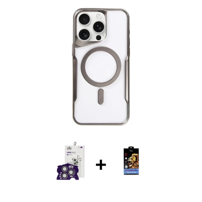 ieg™ iPhone 16 Pro Max Kılıf Yadigar Klasik Özel Seri - Siyah Buffer Hayalet Cam Ekran Koruyucu + Bilvis Titan Kamera Lens - GS