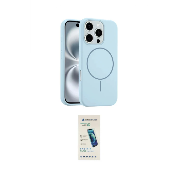 ieg™ iPhone 16 Pro Max Kılıf Yankı Form Serisi - Şeffaf Pasifik Cam Ekran Koruyucu