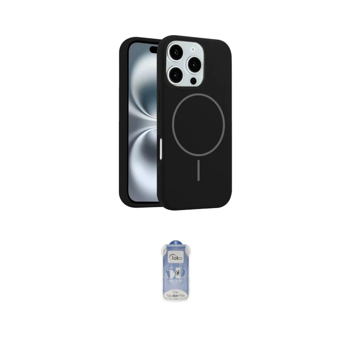 ieg™ iPhone 16 Pro Max Kılıf Yankı Form Serisi - Siyah Joko Magic 5D Cam