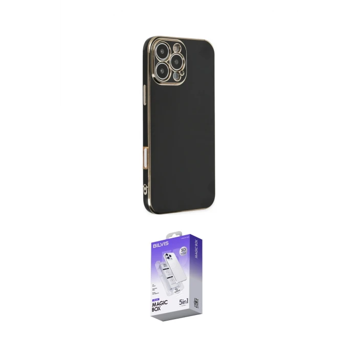 ieg™ iPhone 16 Pro Max Kılıf Yankı Serisi - Siyah Bilvis 5in1 3D Magic Cam Ekran Koruyucu