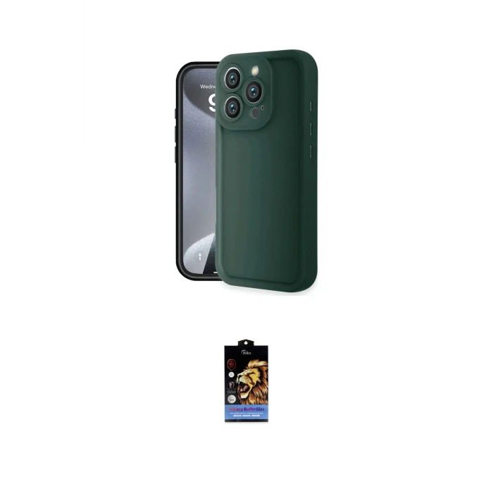 ieg™ iPhone 16 Pro Max Kılıf Yankı Yansıma Özel Seri - Siyah Buffer Hayalet Cam Ekran Koruyucu