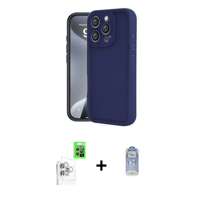 ieg™ iPhone 16 Pro Max Kılıf Yankı Yansıma Özel Seri - Siyah Joko Magic 5D Cam + Raze Metal Kamera Lens - BZ