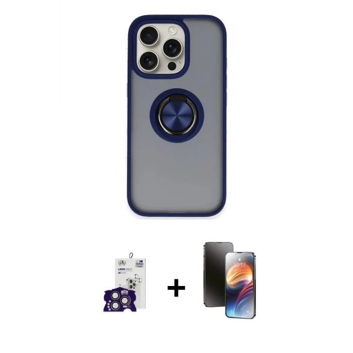 ieg™ iPhone 16 Pro Max Kılıf Yörünge Çizgi - Siyah 3D Antistatik Mat Seramik Nano Ekran Koruyucu + Bilvis Titan Kamera Lens - TMGI