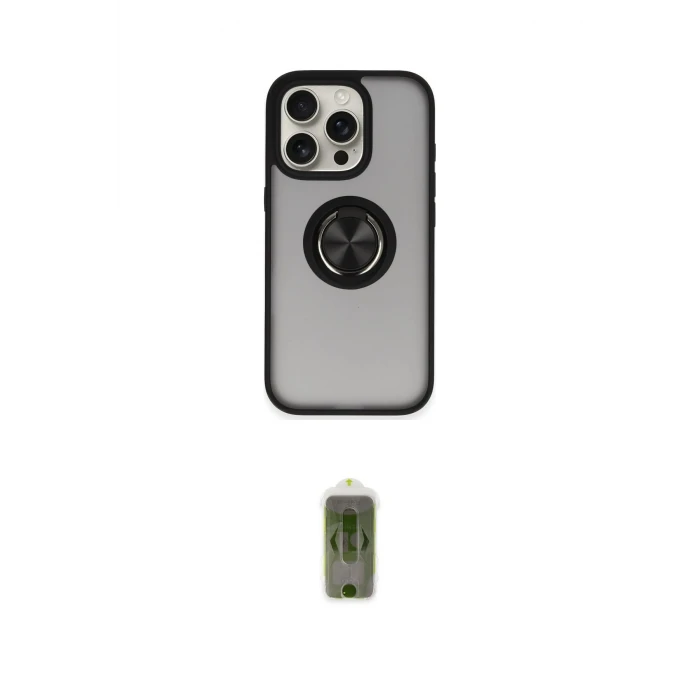 ieg™ iPhone 16 Pro Max Kılıf Yörünge Çizgi - Siyah Joko Magic 5D Hayalet Cam