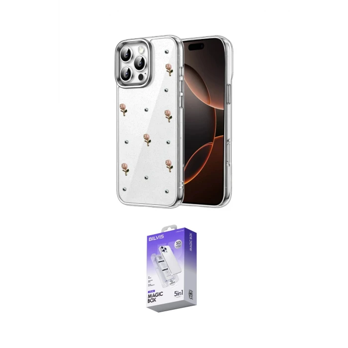 ieg™ iPhone 16 Pro Max Kılıf Yörünge Form - Siyah Bilvis 5in1 3D Magic Cam Ekran Koruyucu
