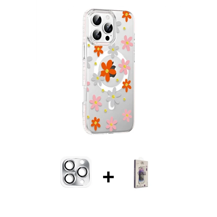 ieg™ iPhone 16 Pro Max Kılıf Yörünge Işık Prime - Siyah Bilvis 3D Cam Ekran Koruyucu + Pers Alüminyum Kamera Lens - GS