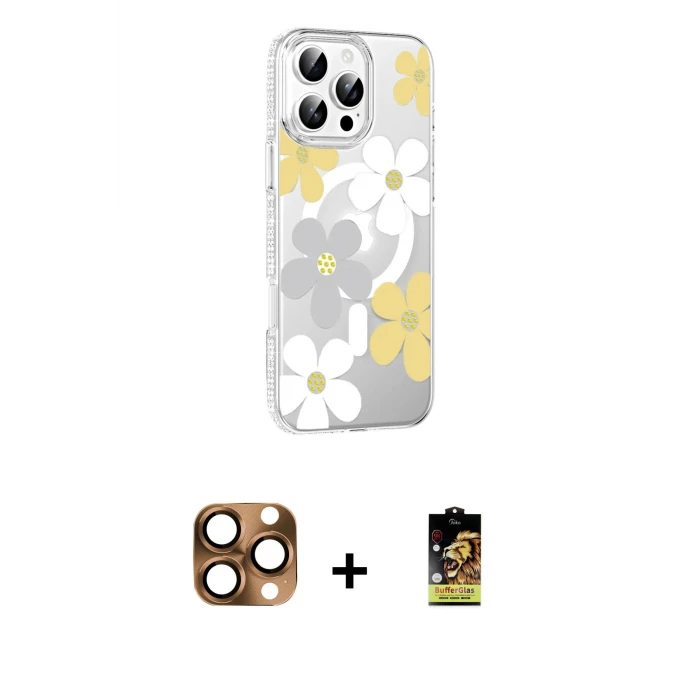 ieg™ iPhone 16 Pro Max Kılıf Yörünge Işık Prime - Siyah Buffer Cam Ekran Koruyucu + Pers Alüminyum Kamera Lens - CLTM
