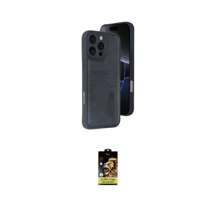 ieg™ iPhone 16 Pro Max Kılıf Yörünge Işık Serisi - Siyah Buffer Cam Ekran Koruyucu