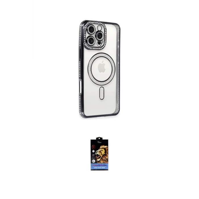 ieg™ iPhone 16 Pro Max Kılıf Zirve Doku Prime - Siyah Buffer Hayalet Cam Ekran Koruyucu