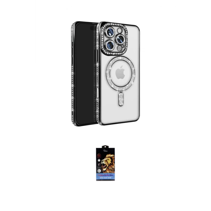 ieg™ iPhone 16 Pro Max Kılıf Zirve Doku Prime - Siyah Buffer Hayalet Cam Ekran Koruyucu