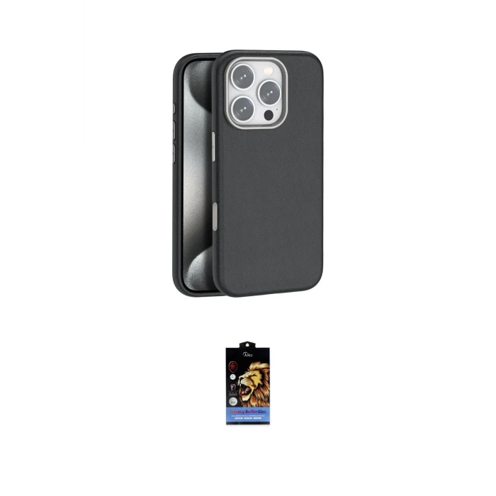 ieg™ iPhone 16 Pro Max Kılıf Zirve Modern Prime - Siyah Buffer Hayalet Cam Ekran Koruyucu