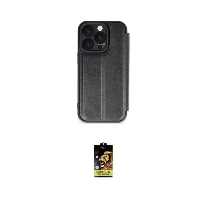 ieg™ iPhone 16 Pro Max Kılıf Zirve Yansıma Serisi - Siyah Buffer Cam Ekran Koruyucu