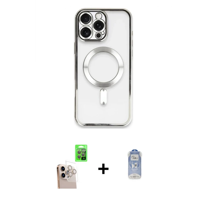 ieg™ iPhone 16 Pro Max Nova Işık Özel Seri - Siyah Joko Magic 5D Cam + Natural Grey Raze Metal Kamera Lens