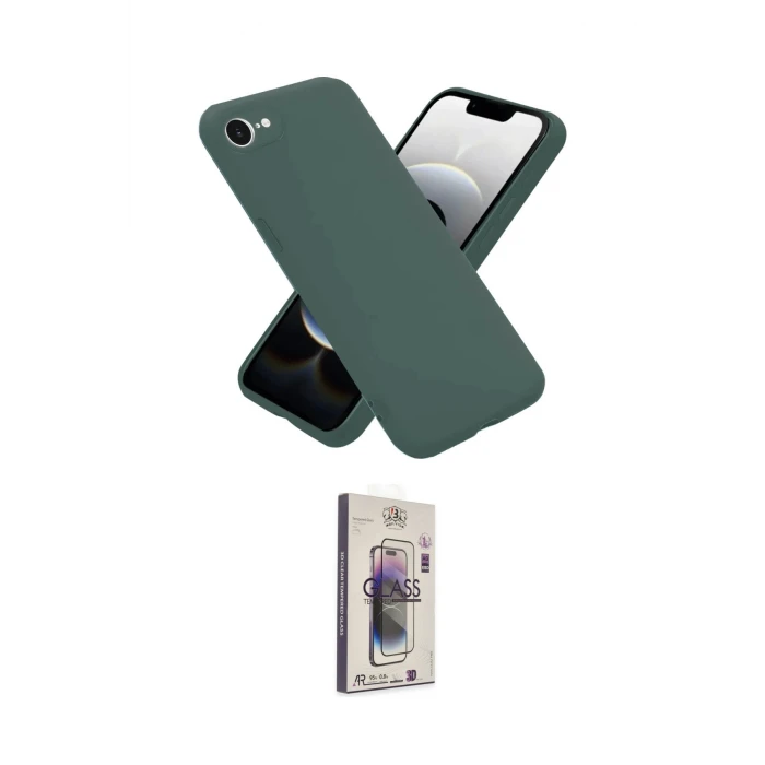 ieg™ iPhone 16E Kılıf Ahenk Serisi - Siyah Bilvis 3D Cam Ekran Koruyucu