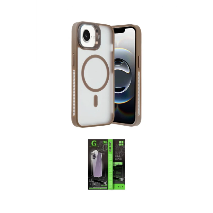 ieg™ iPhone 16E Kılıf Akış Form - Şeffaf 360 Full Body Arka Koruyucu