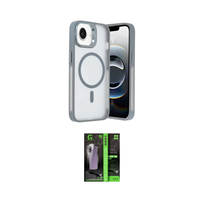 ieg™ iPhone 16E Kılıf Akış Form - Şeffaf 360 Full Body Arka Koruyucu