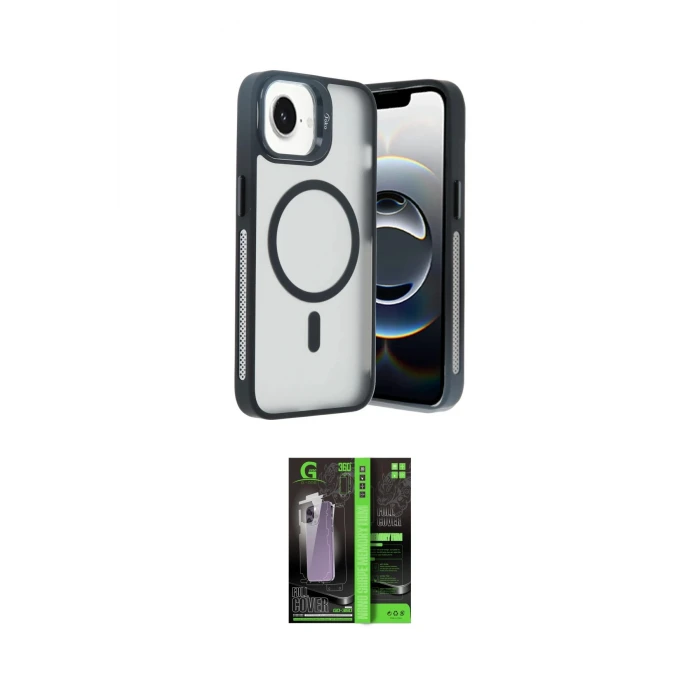 ieg™ iPhone 16E Kılıf Akış Form - Şeffaf 360 Full Body Arka Koruyucu
