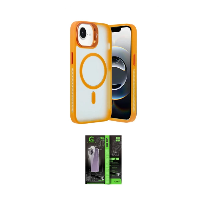 ieg™ iPhone 16E Kılıf Akış Form - Şeffaf 360 Full Body Arka Koruyucu