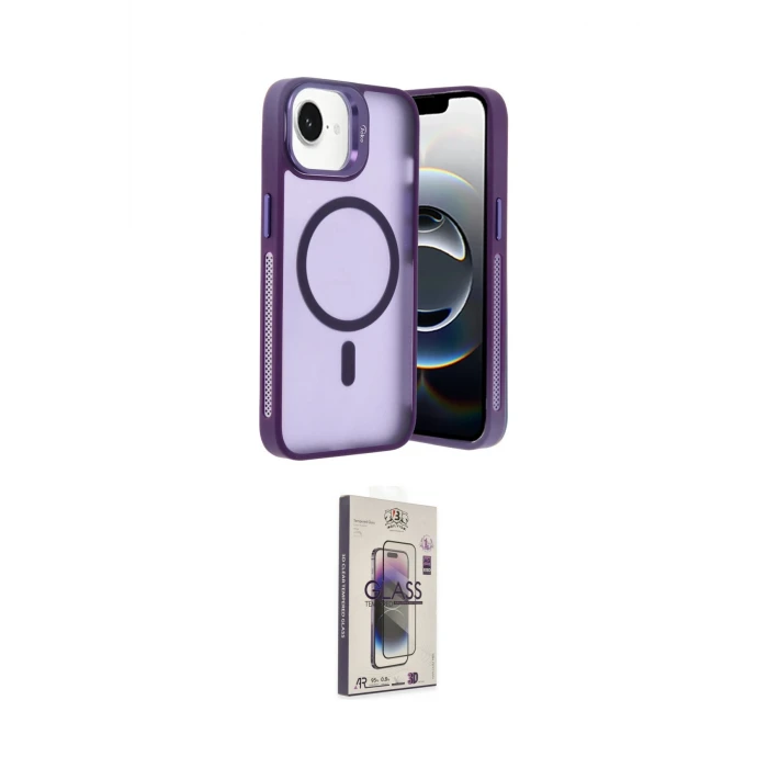 ieg™ iPhone 16E Kılıf Akış Form - Siyah Bilvis 3D Cam Ekran Koruyucu