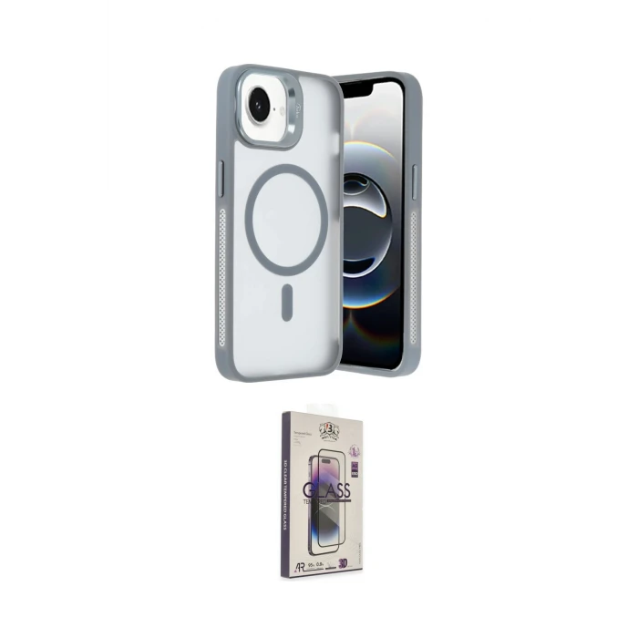 ieg™ iPhone 16E Kılıf Akış Form - Siyah Bilvis 3D Cam Ekran Koruyucu