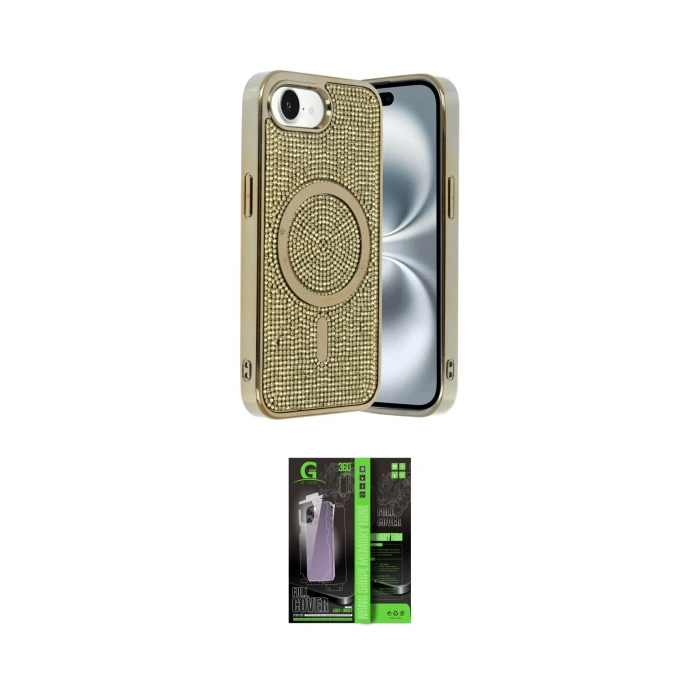 ieg™ iPhone 16E Kılıf Eksen Çizgi - Şeffaf 360 Full Body Arka Koruyucu