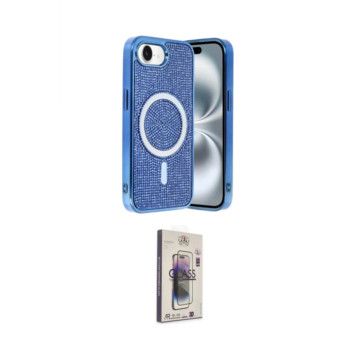 ieg™ iPhone 16E Kılıf Eksen Çizgi - Siyah Bilvis 3D Cam Ekran Koruyucu